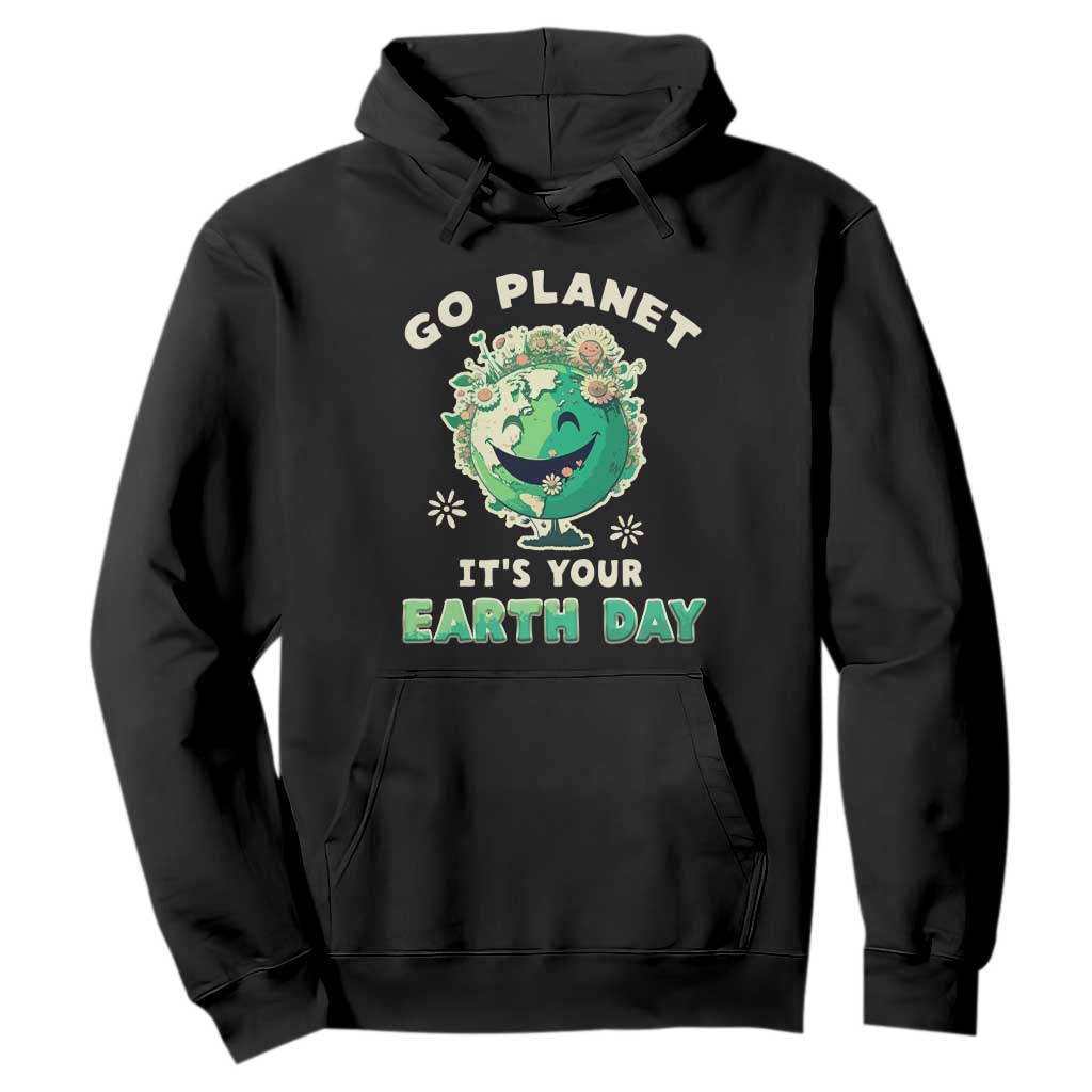 Earth Day Hoodie Go Planet It's Your Birthday Retro Groovy TS02 Black Printyourwear