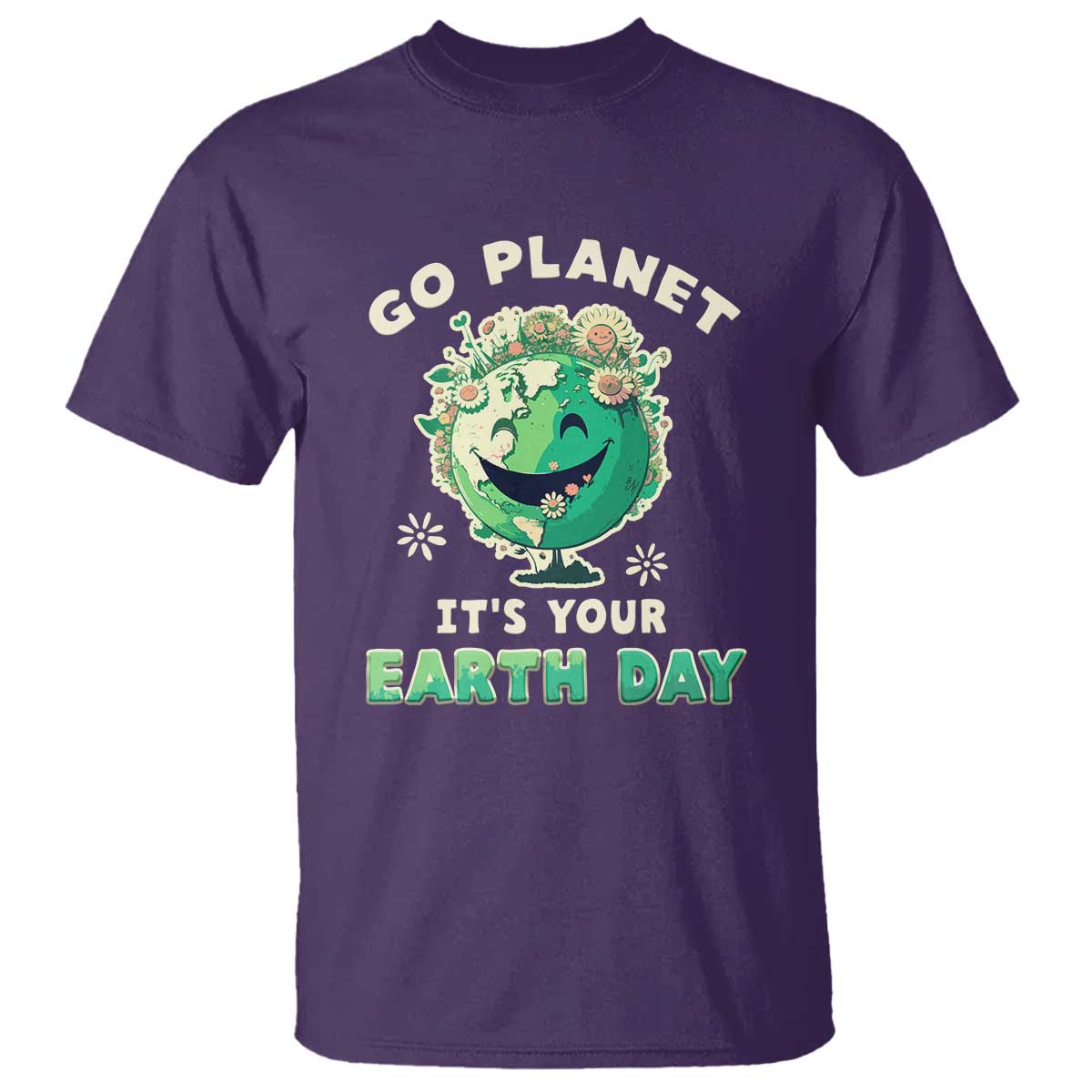 Earth Day T Shirt Go Planet It's Your Birthday Retro Groovy TS02 Purple Printyourwear