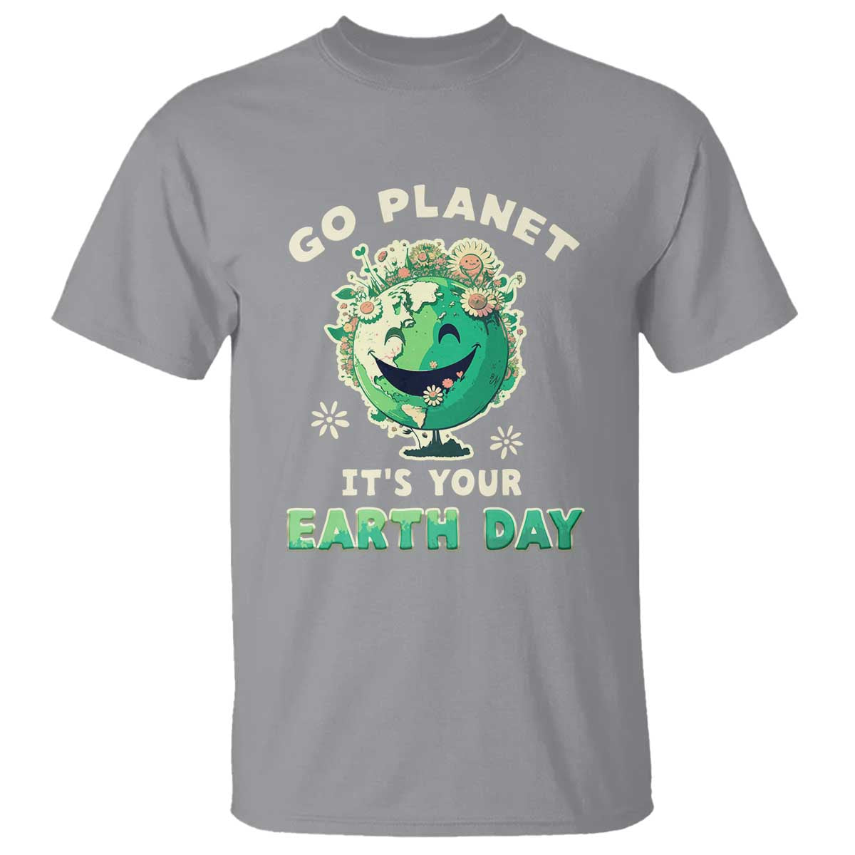 Earth Day T Shirt Go Planet It's Your Birthday Retro Groovy TS02 Sport Gray Printyourwear