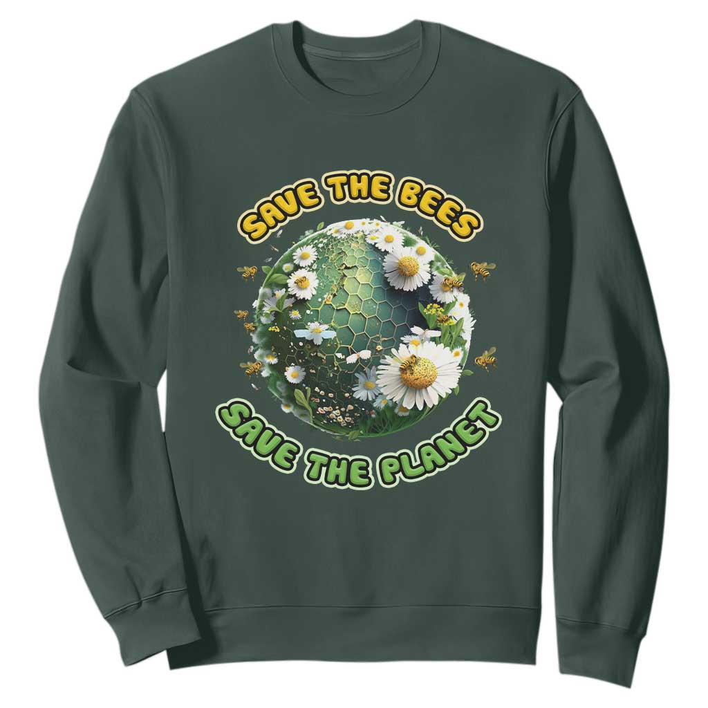 Earth Day Sweatshirt Save The Bees Save The Planet Beekeeper TS02 Dark Forest Green Printyourwear