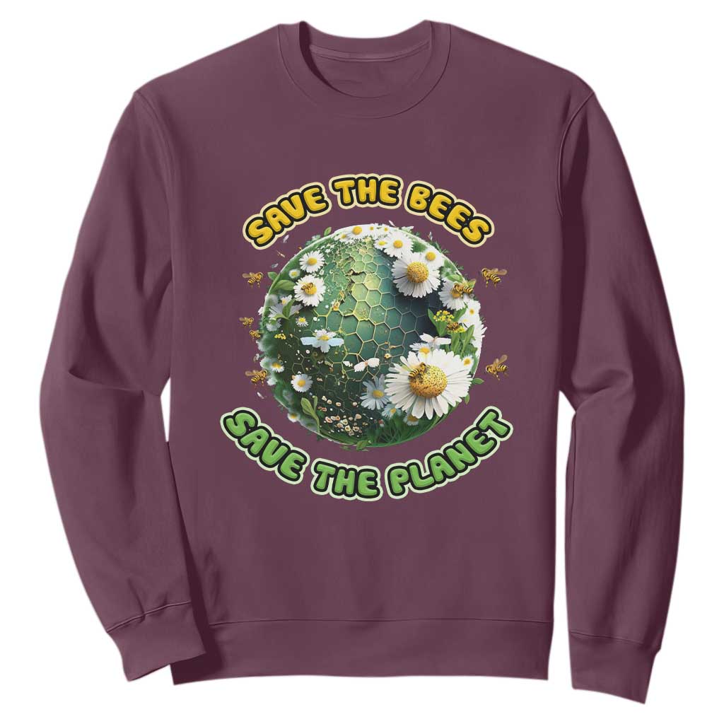 Earth Day Sweatshirt Save The Bees Save The Planet Beekeeper TS02 Maroon Printyourwear