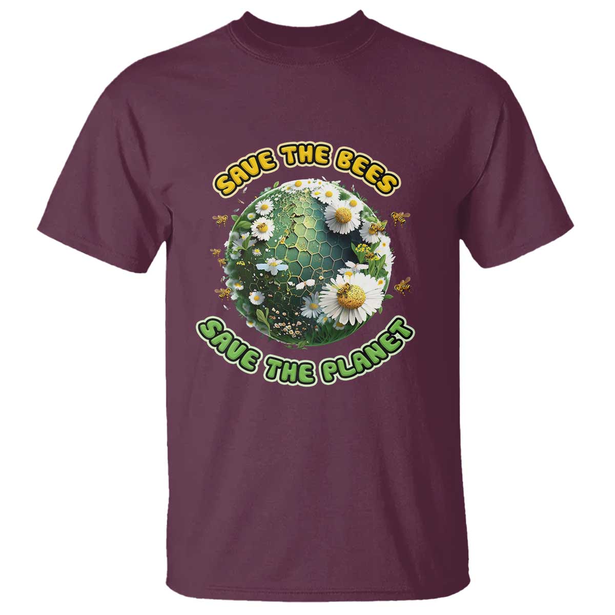 Earth Day T Shirt Save The Bees Save The Planet Beekeeper TS02 Maroon Printyourwear
