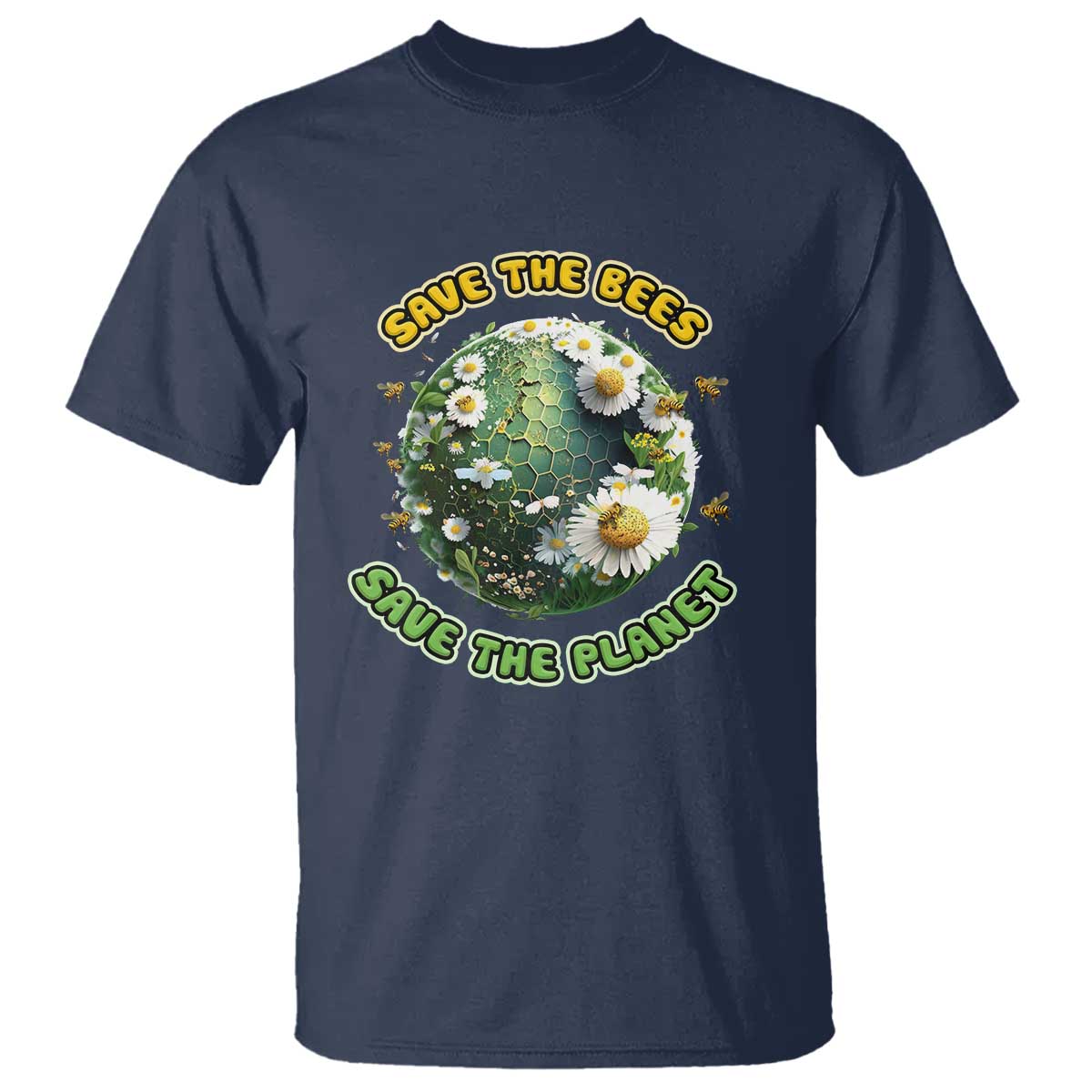 Earth Day T Shirt Save The Bees Save The Planet Beekeeper TS02 Navy Printyourwear