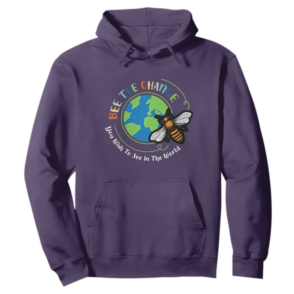 Earth Day Hoodie Bee The Change You Wish To See In The World Planet Honeybee TS02 Purple Printyourwear