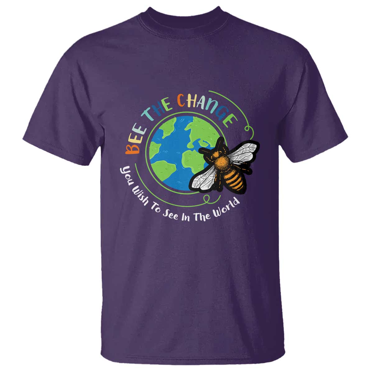 Earth Day T Shirt Bee The Change You Wish To See In The World Planet Honeybee TS02 Purple Printyourwear