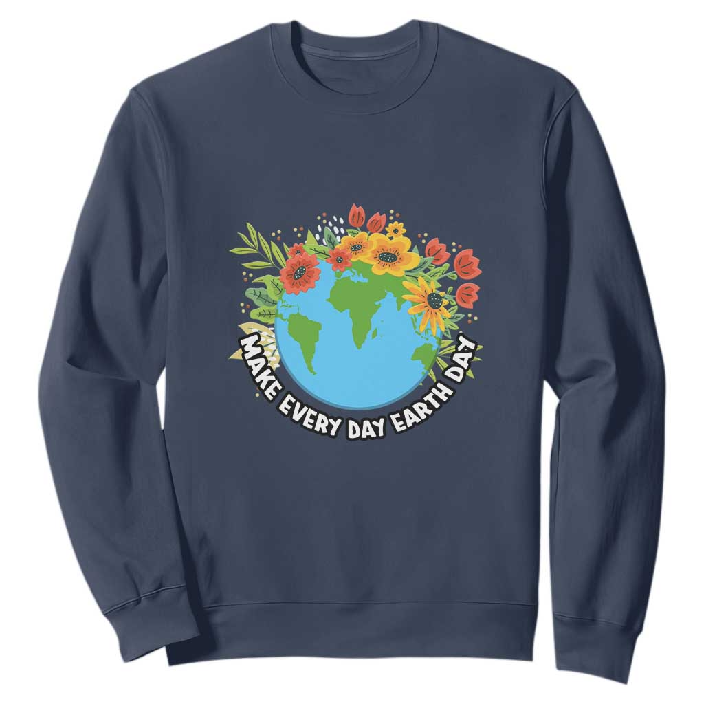 Earth Day Sweatshirt Make Everyday Green Planet TS02 Navy Printyourwear
