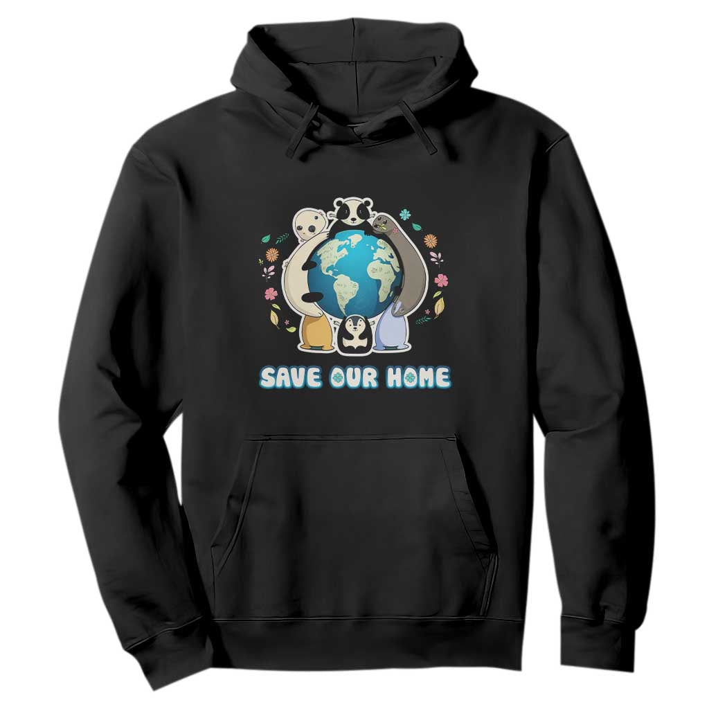 Earth Day Hoodie Wildlife Save Our Home Animals TS02 Black Printyourwear
