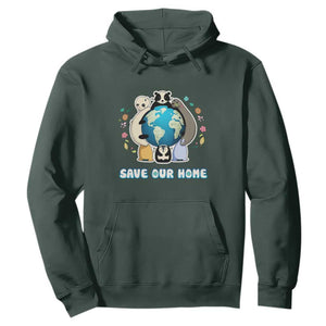 Earth Day Hoodie Wildlife Save Our Home Animals TS02 Dark Forest Green Printyourwear