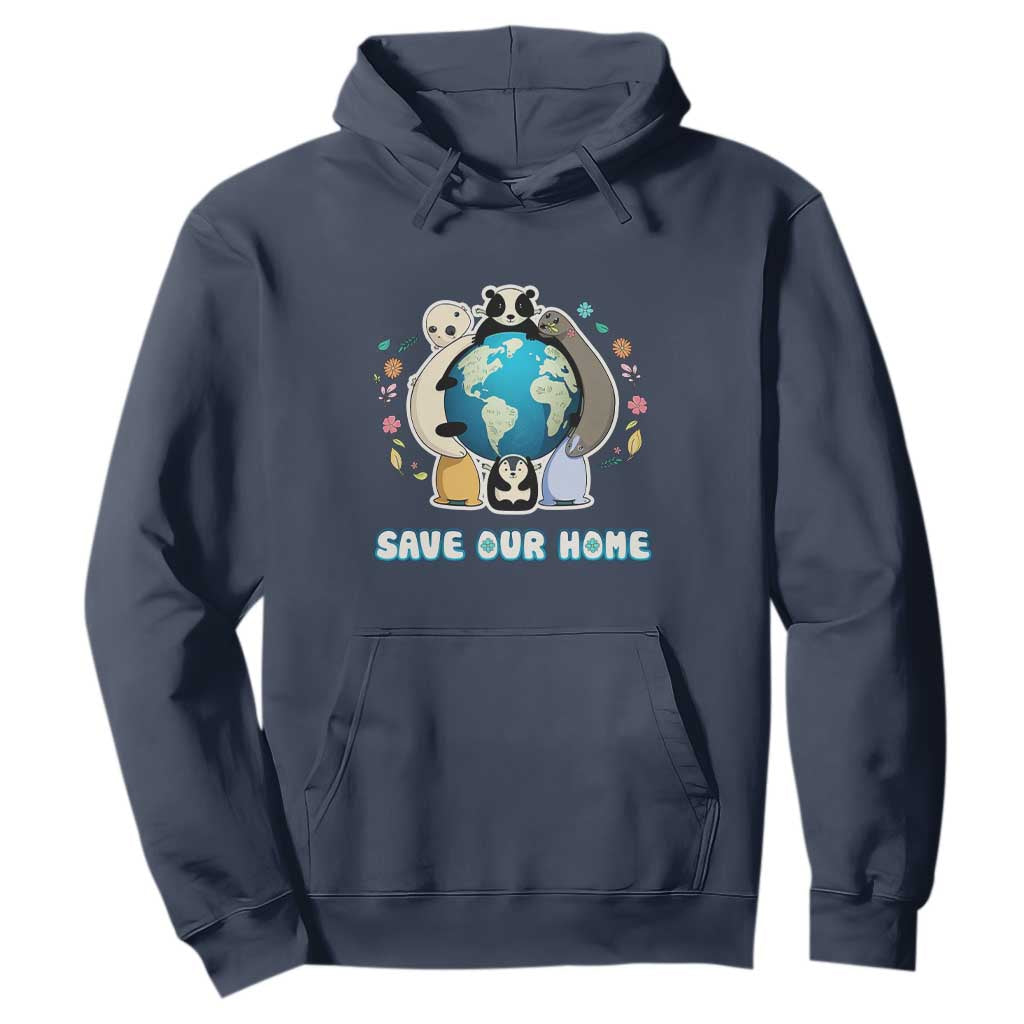Earth Day Hoodie Wildlife Save Our Home Animals TS02 Navy Printyourwear