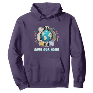 Earth Day Hoodie Wildlife Save Our Home Animals TS02 Purple Printyourwear
