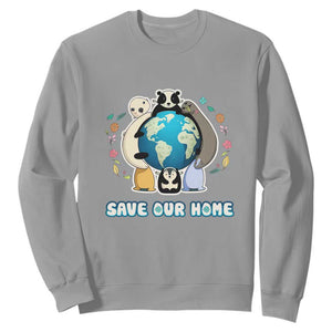 Earth Day Sweatshirt Wildlife Save Our Home Animals TS02 Sport Gray Printyourwear