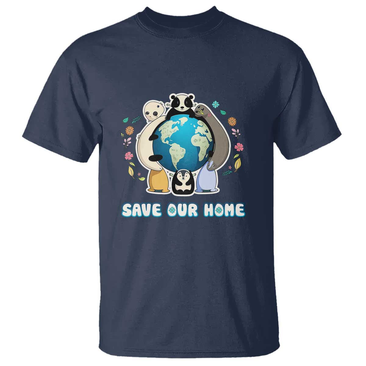 Earth Day T Shirt Wildlife Save Our Home Animals TS02 Navy Printyourwear