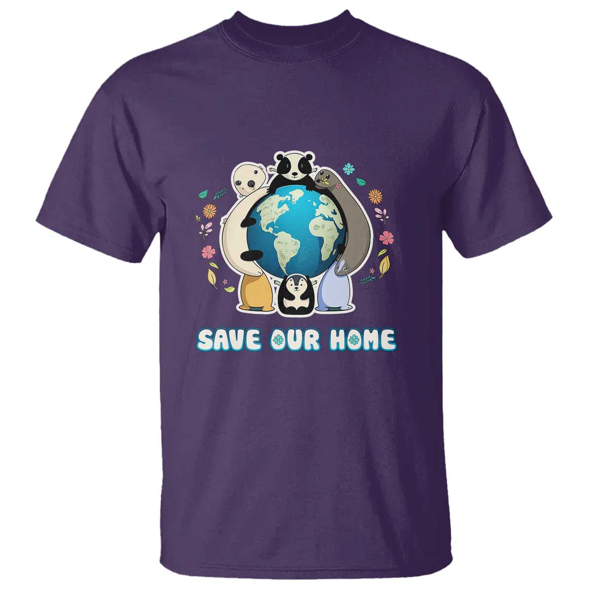 Earth Day T Shirt Wildlife Save Our Home Animals TS02 Purple Printyourwear