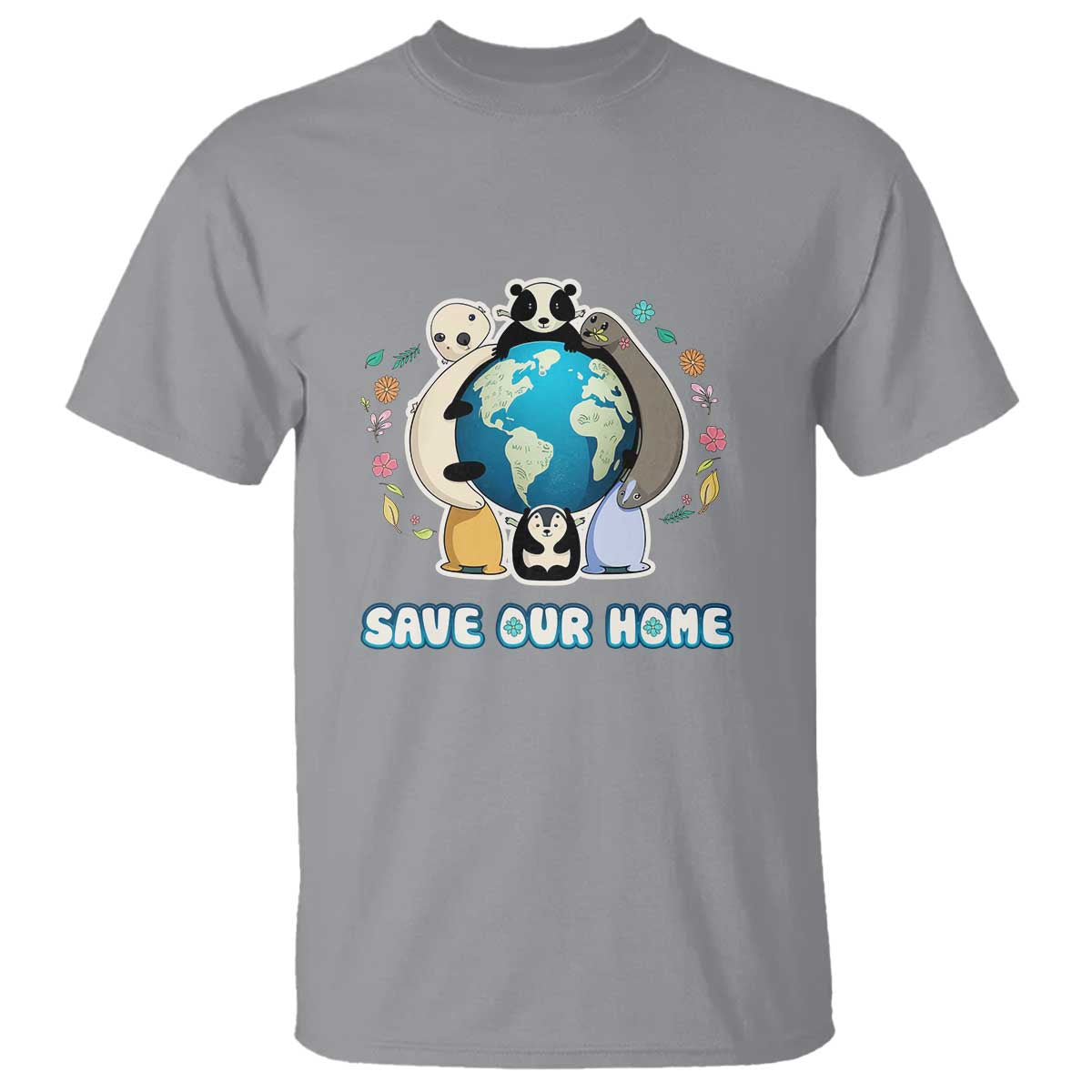 Earth Day T Shirt Wildlife Save Our Home Animals TS02 Sport Gray Printyourwear