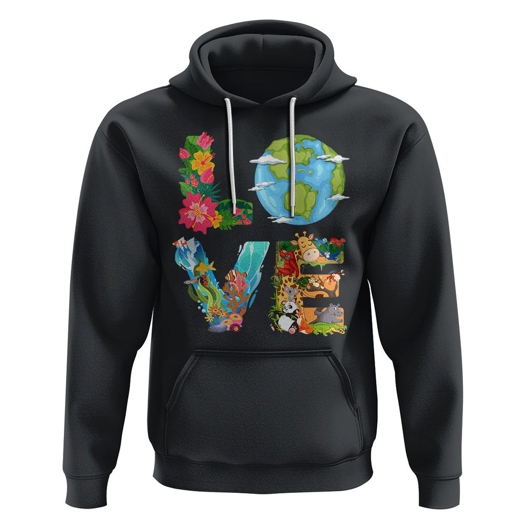 Love Earth Hoodie Mother Go Planet Ocean Wildlife Protection TS02 Black Printyourwear