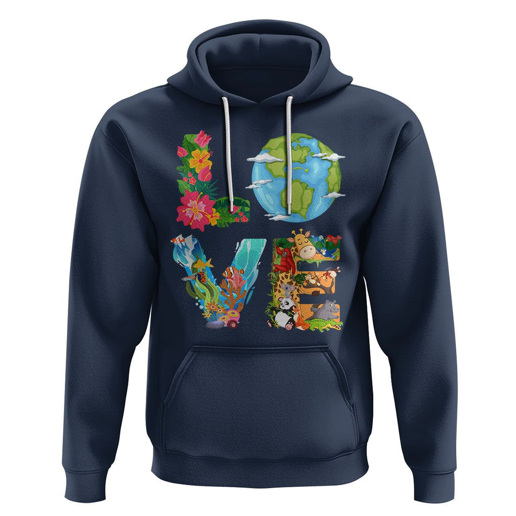 Love Earth Hoodie Mother Go Planet Ocean Wildlife Protection TS02 Navy Printyourwear