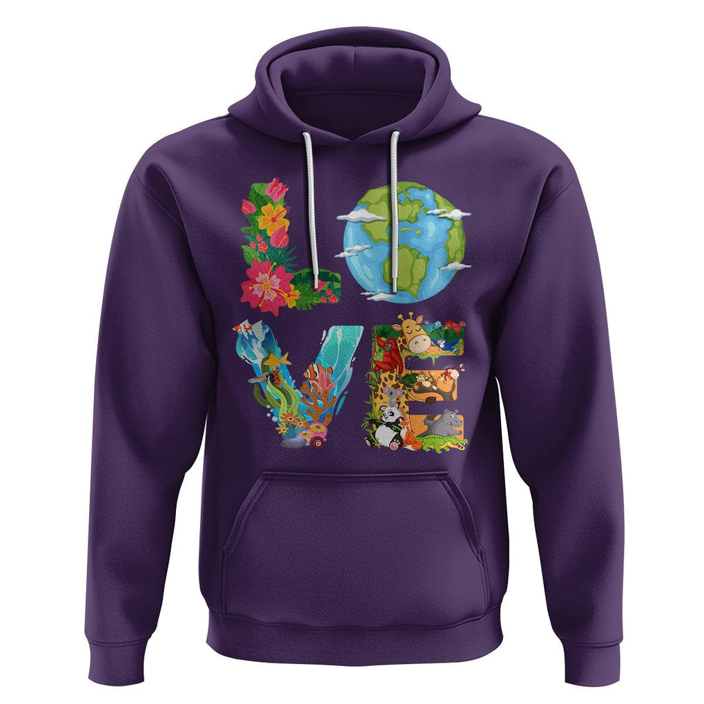 Love Earth Hoodie Mother Go Planet Ocean Wildlife Protection TS02 Purple Printyourwear