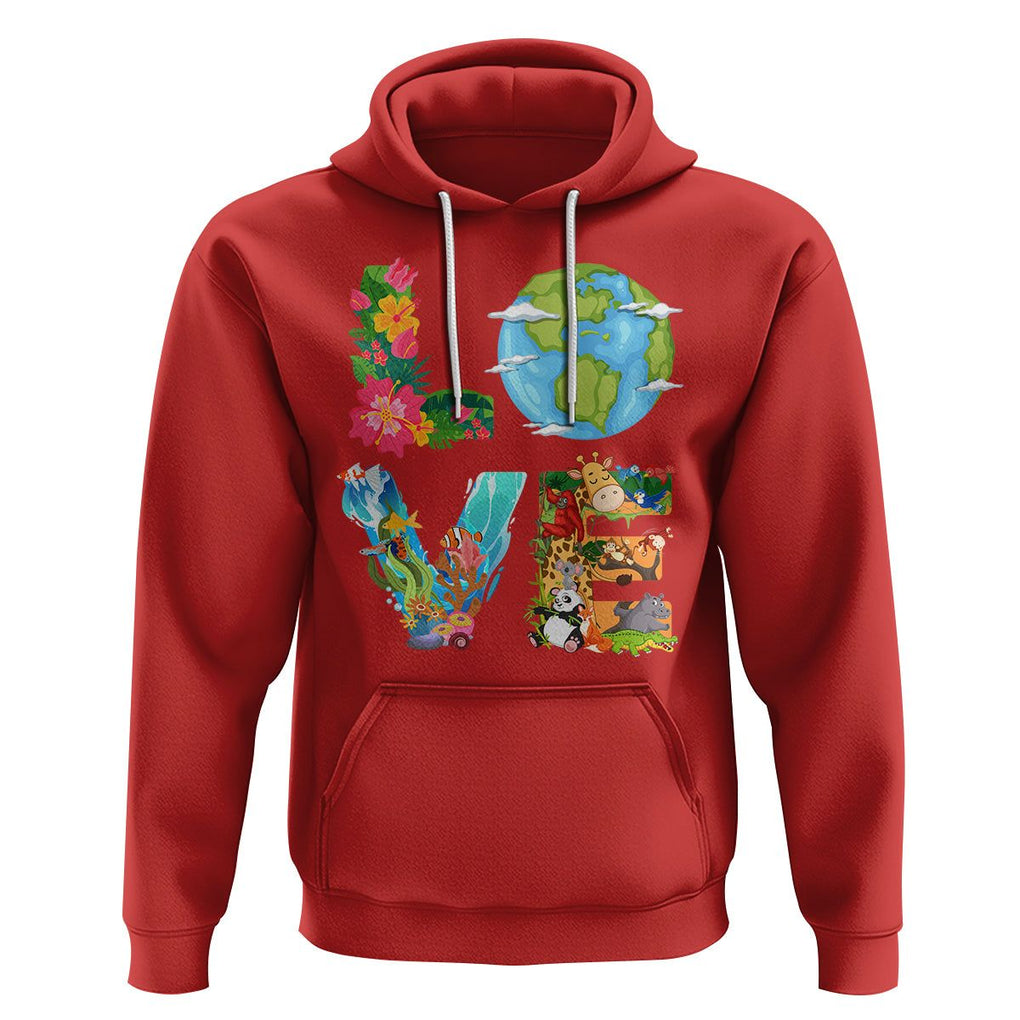 Love Earth Hoodie Mother Go Planet Ocean Wildlife Protection TS02 Red Printyourwear