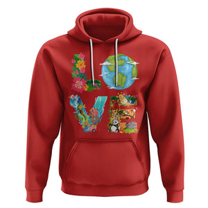Love Earth Hoodie Mother Go Planet Ocean Wildlife Protection TS02 Red Printyourwear