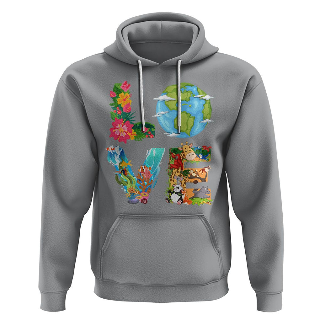 Love Earth Hoodie Mother Go Planet Ocean Wildlife Protection TS02 Sport Gray Printyourwear