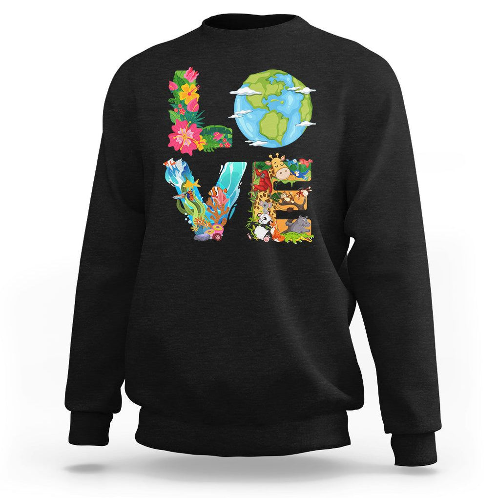 Love Earth Sweatshirt Mother Go Planet Ocean Wildlife Protection TS02 Black Printyourwear