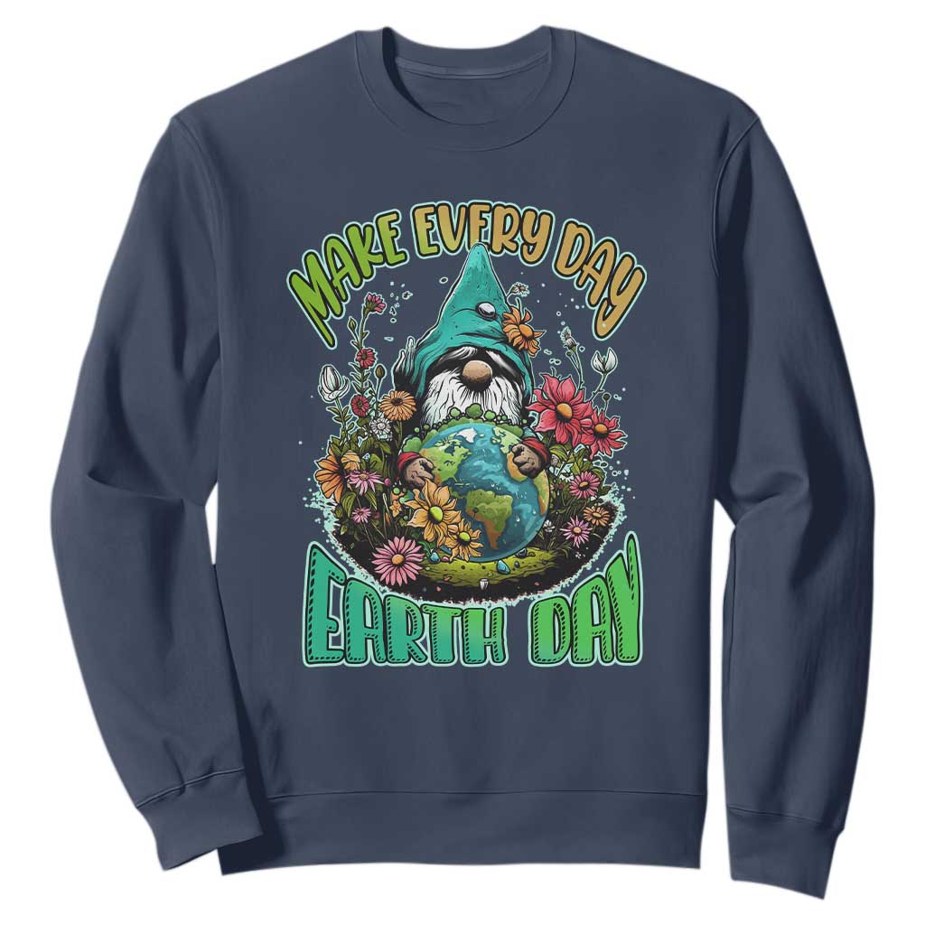 Gnome Earth Day Sweatshirt Make Everyday Earth Day Green Planet TS02 Navy Printyourwear