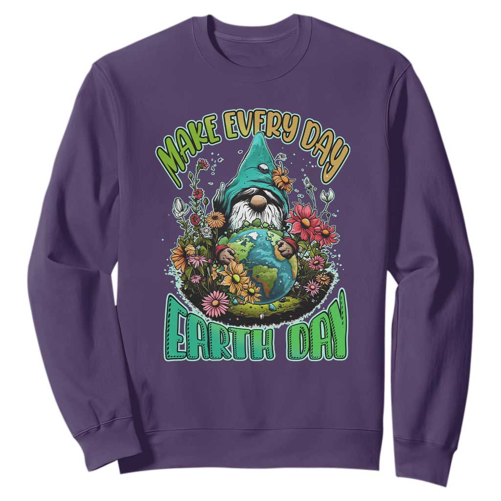 Gnome Earth Day Sweatshirt Make Everyday Earth Day Green Planet TS02 Purple Printyourwear