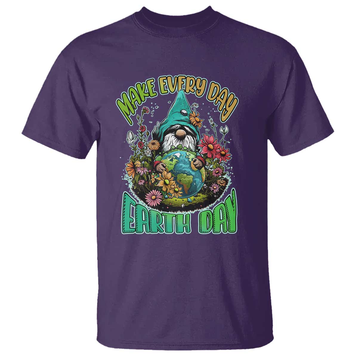 Gnome Earth Day T Shirt Make Everyday Earth Day Green Planet TS02 Purple Printyourwear