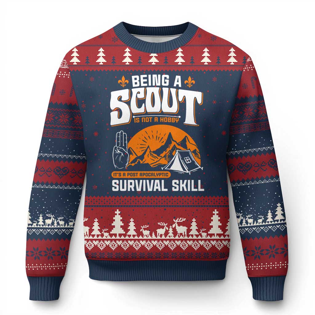 Funny Scout Ugly Christmas Sweater Being A Scout Is Not A Hobby Survival Skill Adventure TS02 Navy Red Print Your Wear