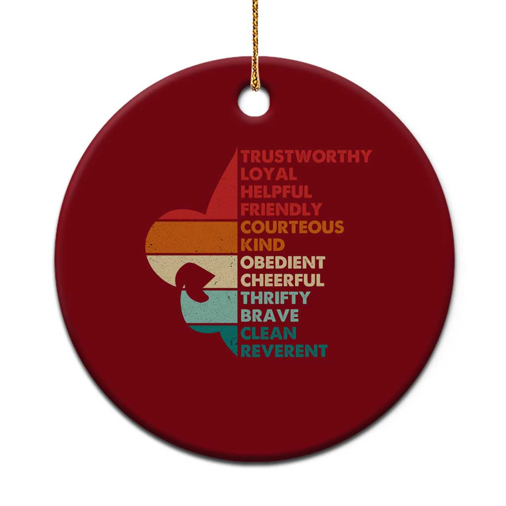 Retro Scout Law Values Ceramic Ornament Vintage Fleur-de-Lis TS02 1pc Red Print Your Wear