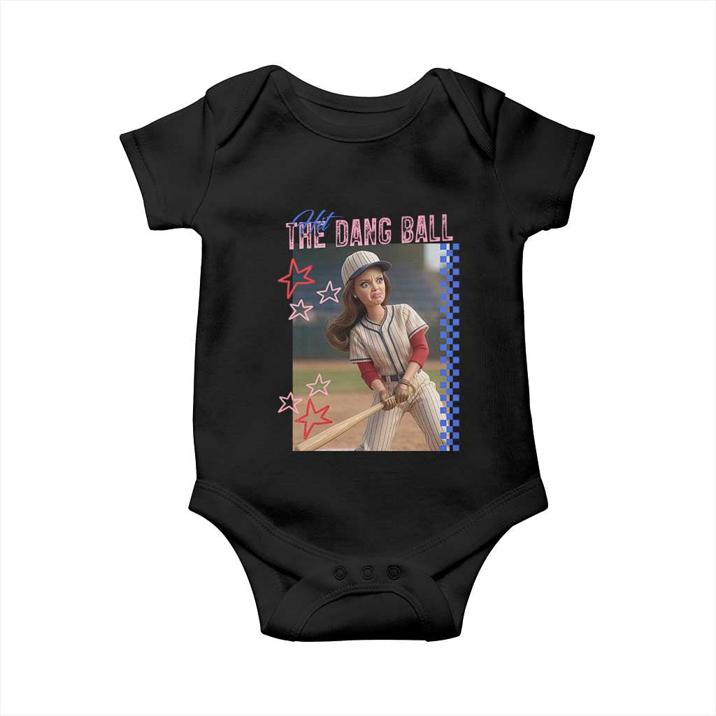 Hit The Dang Ball Funny Doll Baseball Graphic Baby Onesie Sassy Sports Fan Gift TS02 Black Print Your Wear