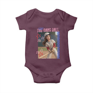 Hit The Dang Ball Funny Doll Baseball Graphic Baby Onesie Sassy Sports Fan Gift TS02 Maroon Print Your Wear