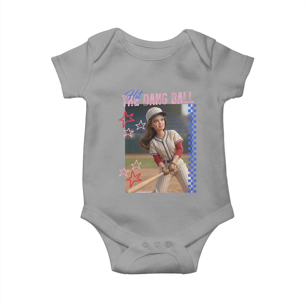 Hit The Dang Ball Funny Doll Baseball Graphic Baby Onesie Sassy Sports Fan Gift TS02 Sport Gray Print Your Wear