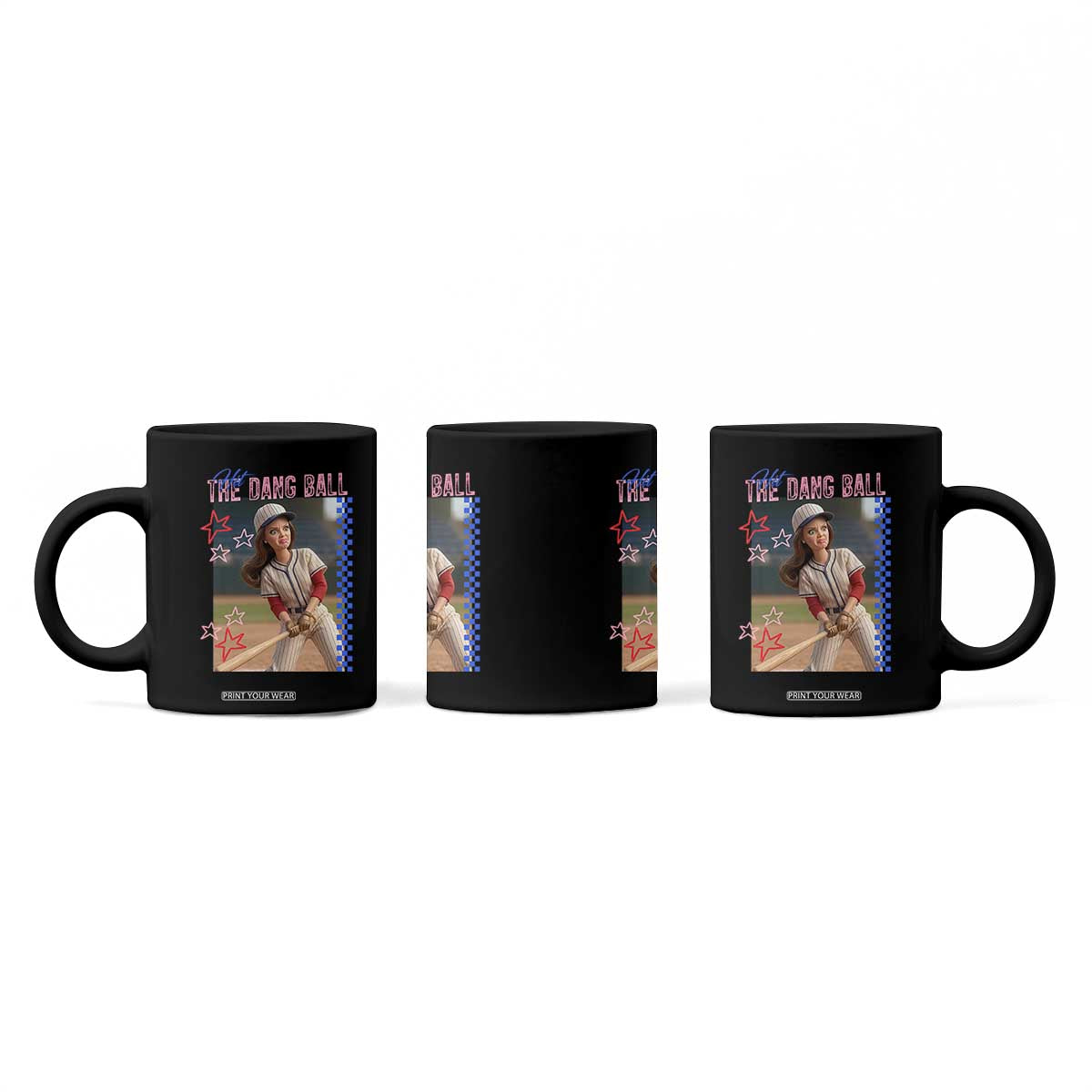 Hit The Dang Ball Funny Doll Baseball Graphic Coffee Mug Sassy Sports Fan Gift TS02 Print Your Wear