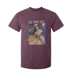 Hit The Dang Ball Funny Doll Baseball Graphic T Shirt For Kid Sassy Sports Fan Gift TS02 Maroon Print Your Wear