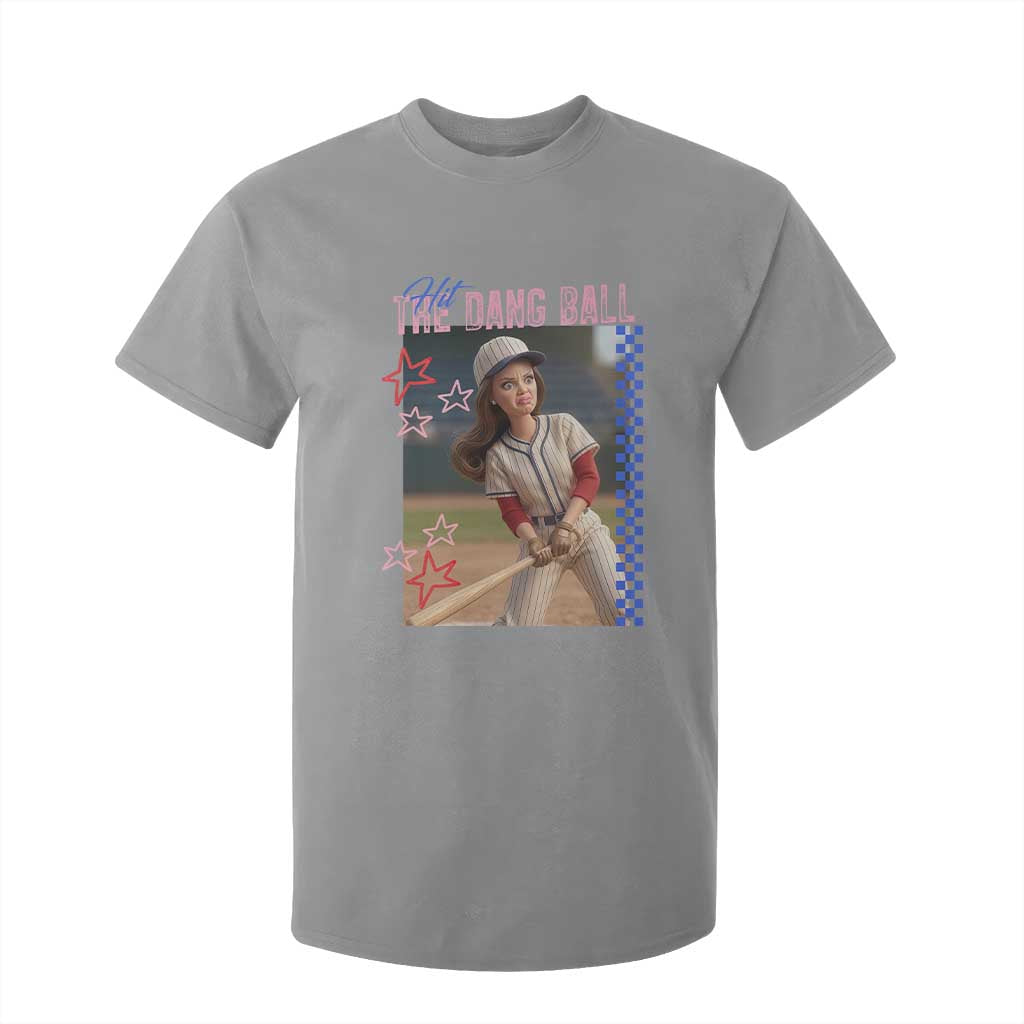 Hit The Dang Ball Funny Doll Baseball Graphic T Shirt For Kid Sassy Sports Fan Gift TS02 Sport Gray Print Your Wear
