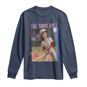 Hit The Dang Ball Funny Doll Baseball Graphic Long Sleeve Shirt Sassy Sports Fan Gift TS02 Navy Print Your Wear