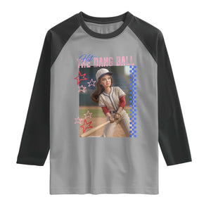 Hit The Dang Ball Funny Doll Baseball Graphic Raglan Shirt Sassy Sports Fan Gift TS02 Sport Gray Black Print Your Wear