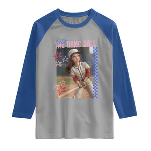 Hit The Dang Ball Funny Doll Baseball Graphic Raglan Shirt Sassy Sports Fan Gift TS02 Sport Gray Royal Print Your Wear