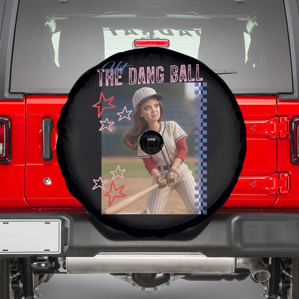 Hit The Dang Ball Funny Doll Baseball Graphic Spare Tire Cover Sassy Sports Fan Gift TS02 Black Print Your Wear