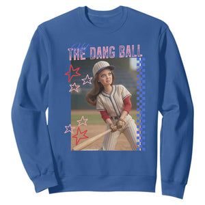 Hit The Dang Ball Funny Doll Baseball Graphic Sweatshirt Sassy Sports Fan Gift TS02 Royal Blue Print Your Wear