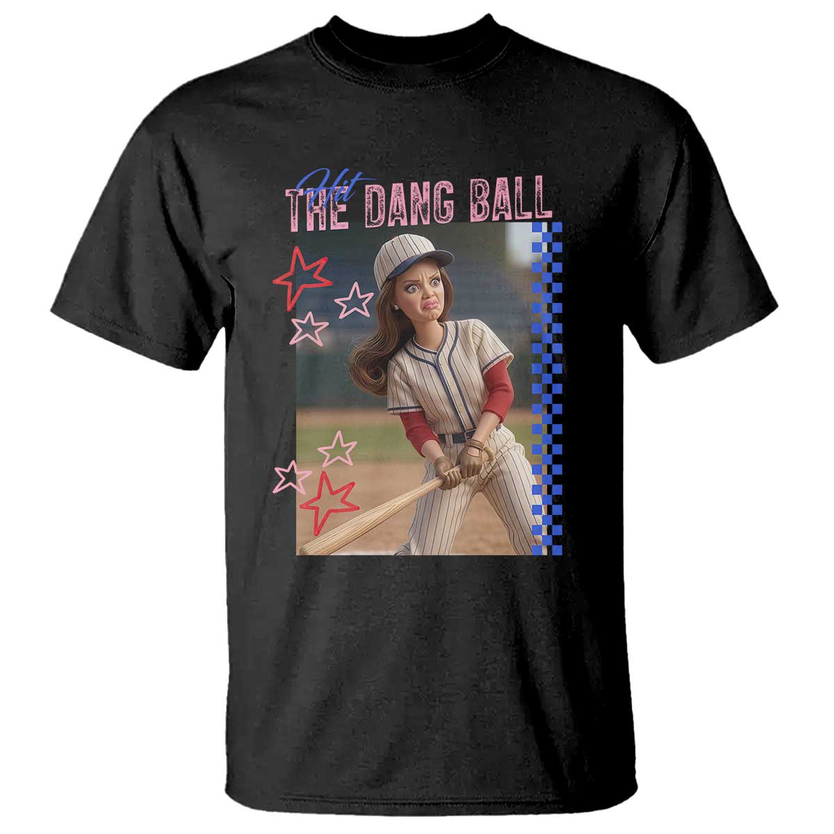 Hit The Dang Ball Funny Doll Baseball Graphic T Shirt Sassy Sports Fan Gift TS02 Black Print Your Wear
