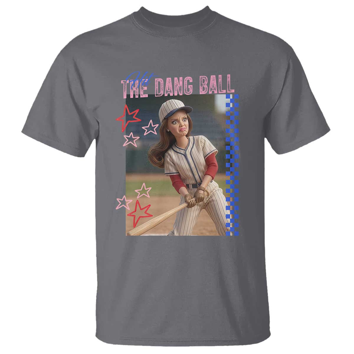 Hit The Dang Ball Funny Doll Baseball Graphic T Shirt Sassy Sports Fan Gift TS02 Charcoal Print Your Wear
