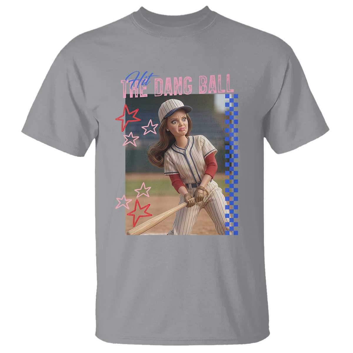 Hit The Dang Ball Funny Doll Baseball Graphic T Shirt Sassy Sports Fan Gift TS02 Sport Gray Print Your Wear