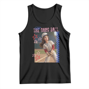 Hit The Dang Ball Funny Doll Baseball Graphic Tank Top Sassy Sports Fan Gift TS02 Black Print Your Wear