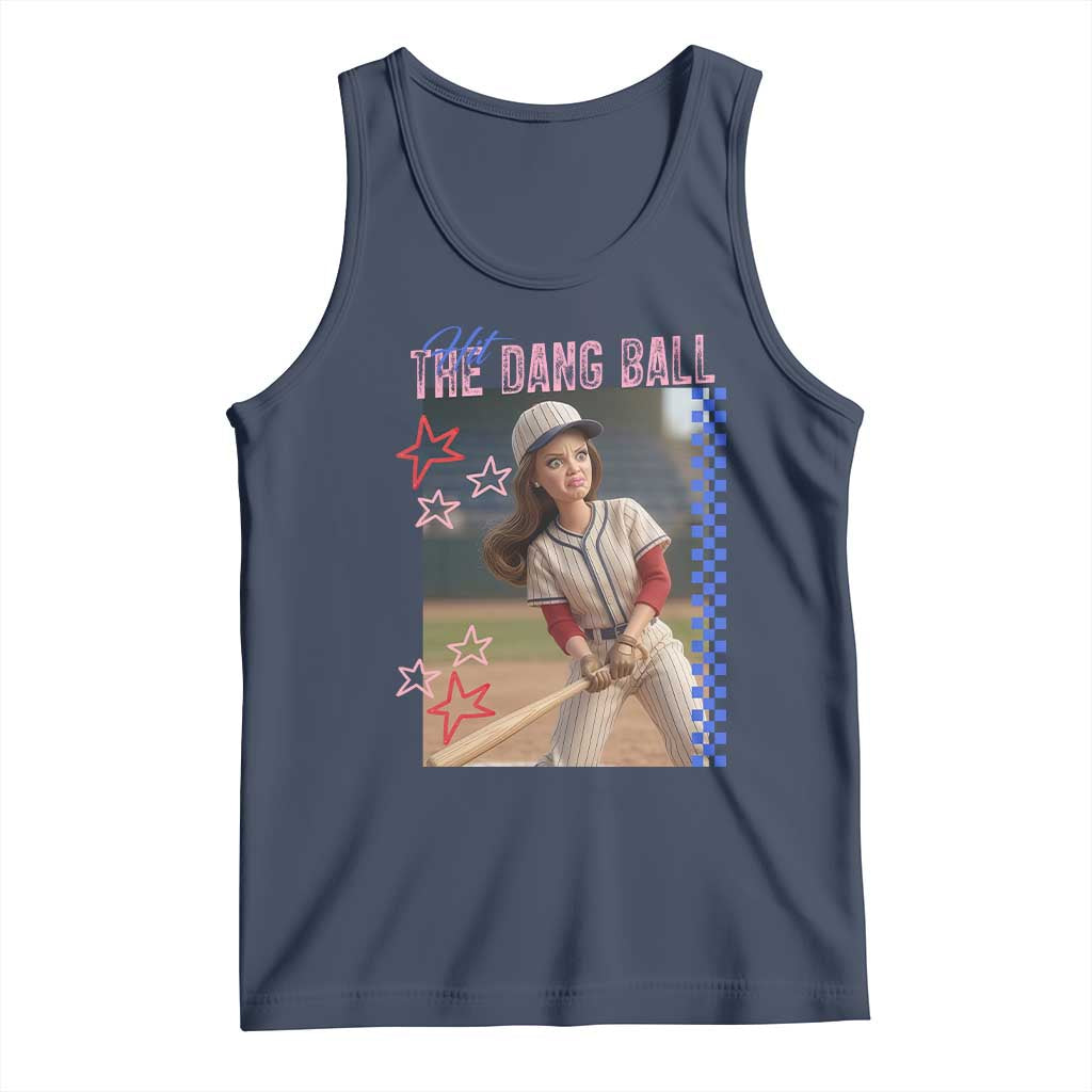 Hit The Dang Ball Funny Doll Baseball Graphic Tank Top Sassy Sports Fan Gift TS02 Navy Print Your Wear