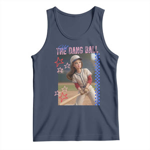 Hit The Dang Ball Funny Doll Baseball Graphic Tank Top Sassy Sports Fan Gift TS02 Navy Print Your Wear