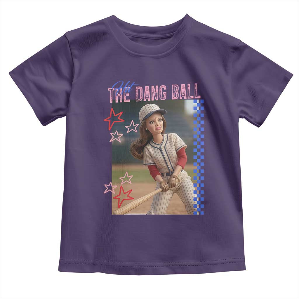 Hit The Dang Ball Funny Doll Baseball Graphic Toddler T Shirt Sassy Sports Fan Gift TS02 Purple Print Your Wear