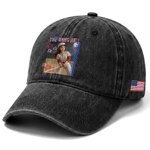 Hit The Dang Ball Funny Doll Baseball Graphic Washed Cotton Baseball Cap Sassy Sports Fan Gift TS02 Print Your Wear