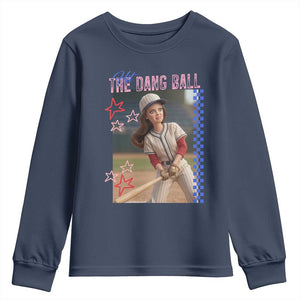 Hit The Dang Ball Funny Doll Baseball Graphic Youth Sweatshirt Sassy Sports Fan Gift TS02 Navy Print Your Wear
